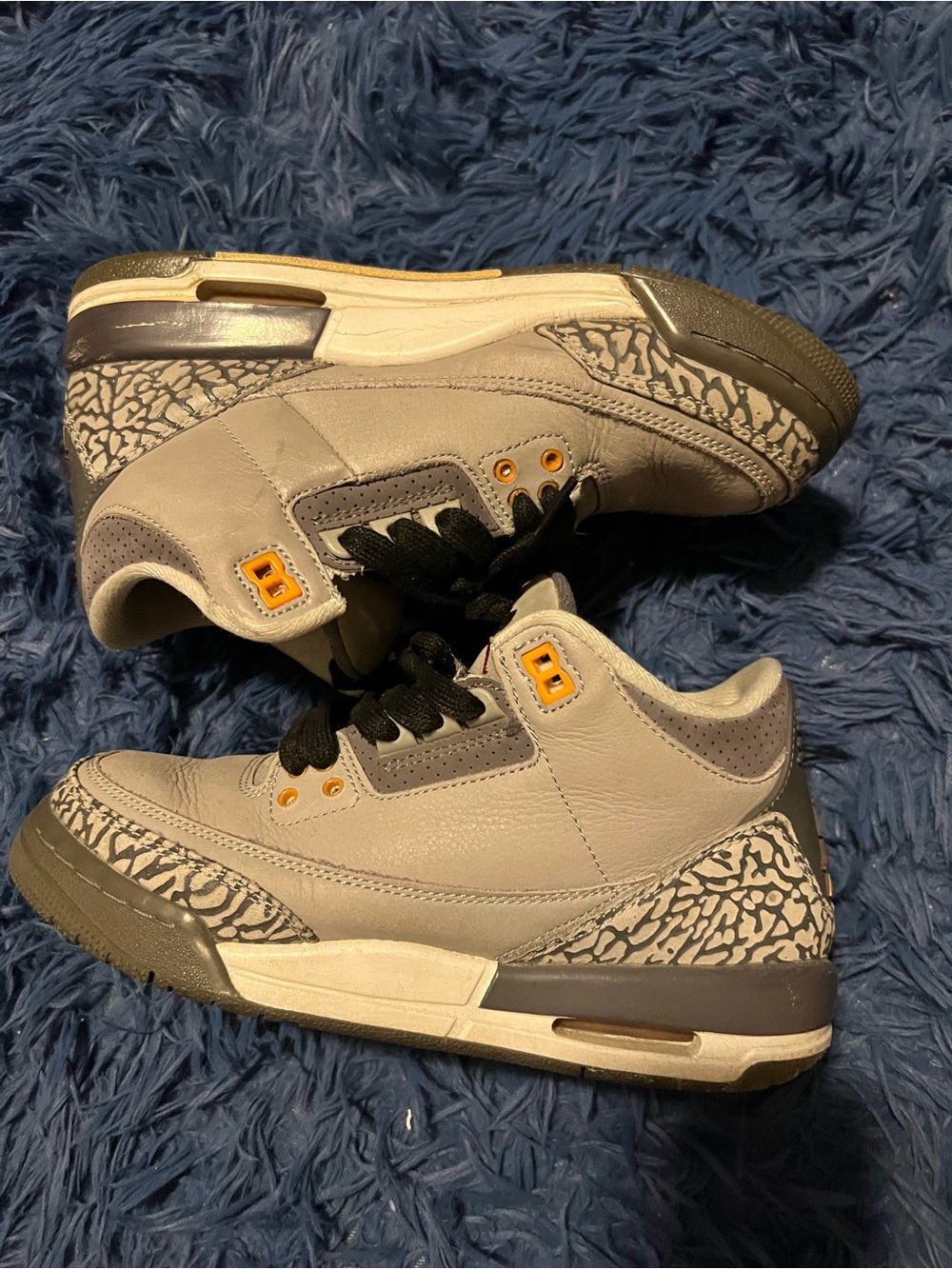 Jordan Grey Elephant Print Sneakers with Orange Eyelets
